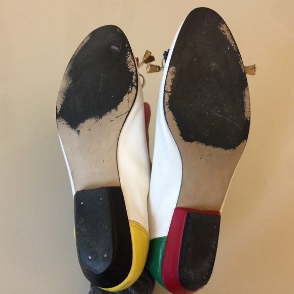 8 leather loafers colorblock bow low block heel - Picture 7 of 8